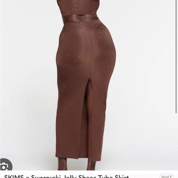 SKIMS X SWAROVSKI JELLY SHEER TUBE SKIRT in Cocoa New with Tag! - Picture 3 of 8